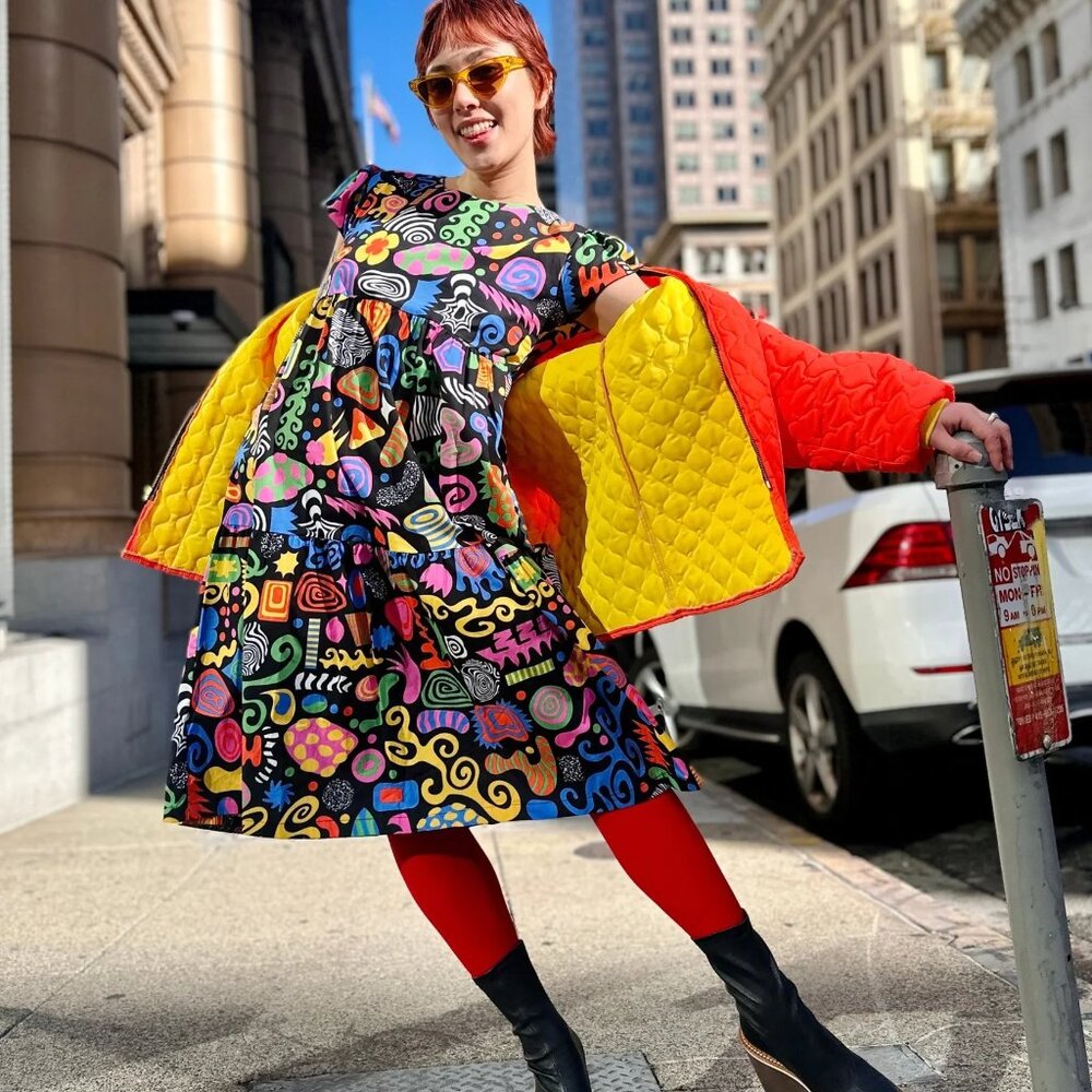 Nooworks Frida Dress in Party Mix size Medium GENTLY USED/LIKE NEW